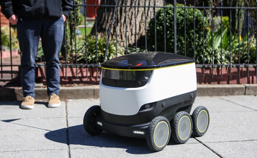 Starship Technologies' delivery robots, which can be found traveling the sidewalks of Washington, D.C., get smarter the more they drive — learning about sidewalk and traffic patterns with every trip they take.
