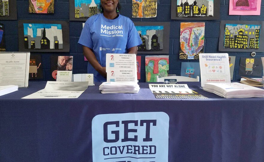 A Get Covered Tennessee navigator, ready to field questions. The U.S. Department of Health and Human Services has told the group to expect a 15 percent cut in federal funding this year.