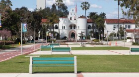 San Diego State University's campus is shown on March 27, 2020.