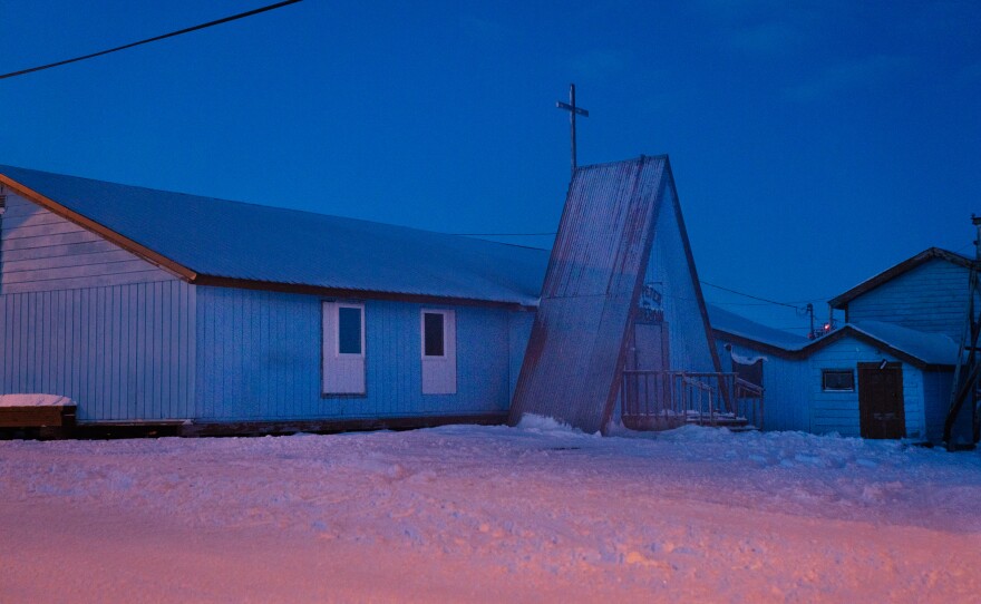 St. Peter the Fisherman Catholic Church in Toksook Bay is seen after sunset. Census numbers are used to guide the distribution of an estimated $1.5 trillion a year in federal funding for public services.