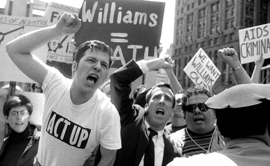 ACT UP protesters in front of City Hall in New York in 1992.