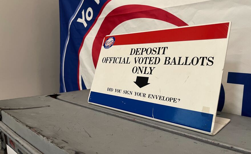 A ballot box at the San Diego County Registrar of Voters, photographed on Friday, Oct. 24, 2025.