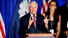 FILE - Republican U.S. Sen. Lindsey Graham speaks after winning the Republican primary on June 9, 2026, in Columbia, S.C.