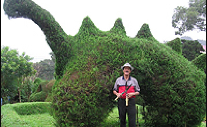 There are more than 100 topiaries at the Church of San Rafael in Zarcero, Costa Rica. They take on many shapes — a dinosaur, an octopus and Christ carrying a cross. The man who created the park 40 years ago, Evangelista Blanco Brenes, still trims the bushes.