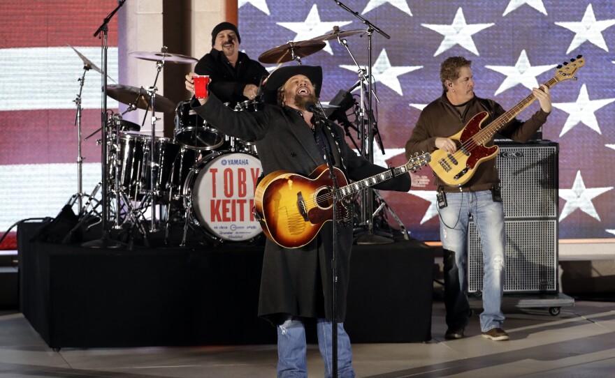 In this file photo, Toby Keith performs at a pre-Inaugural "Make America Great Again! Welcome Celebration" for then-President-elect Donald Trump at the Lincoln Memorial in Washington, Thursday, Jan. 19, 2017.