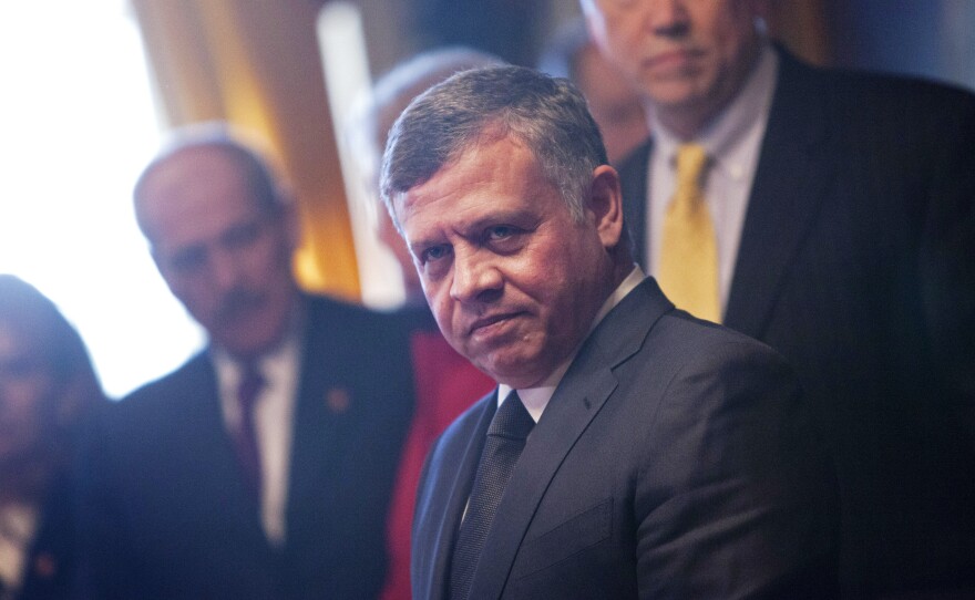 Jordan's King Abdullah prepares to meet U.S. senators in Washington on Feb. 3. A close U.S. ally, the monarch faces critics at home, both religious and secular, who are pressing for greater political rights.