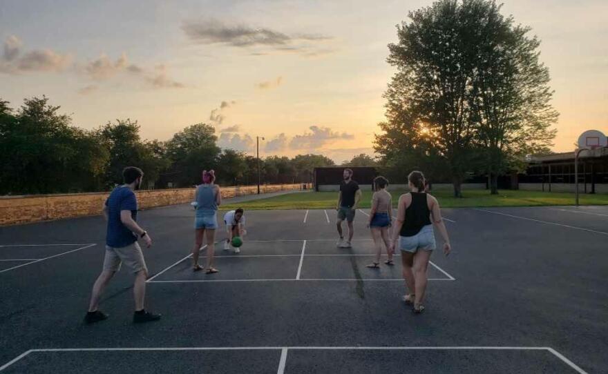 Nathan Burglewski and members of his extended family made use of a playground near their rental home during a family vacation to Indiana this summer.