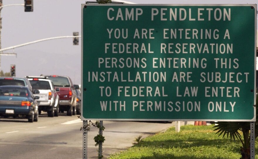Fourteen Marines and one sailor were wounded when an amphibious assault vehicle caught on fire Wednesday at Camp Pendleton during a combat readiness evaluation.