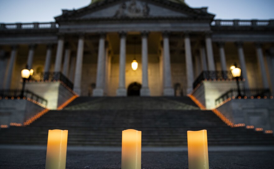 Congressional leaders held a candlelight vigil outside the U.S. Capitol in Washington, D.C. on February 23, 2021 to mark the more than 500,000 U.S. deaths due to the COVID-19 pandemic. COVID-19 was the third leading underlying cause of death in 2020, according to a study published by the Centers for Disease Control and Prevention on Wednesday.