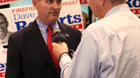 San Diego County Supervisor candidate Dave Roberts (D) speaks with reporters at Golden Hall on November 6, 2012.