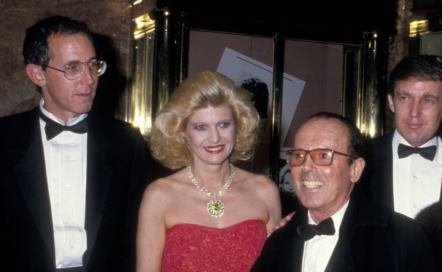 Tony Schwartz (from left), Ivana Trump, photographer Francesco Scavullo and Donald Trump celebrate the publication of Donald Trump's 1987 book, The Art of the Deal, which was ghostwritten by Schwartz.
