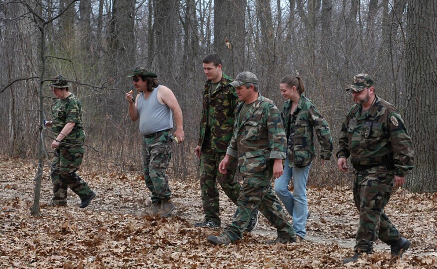 The local militia in the Detroit area, part of the umbrella group Southeast Michigan Volunteer Militia, perform an exercise.
