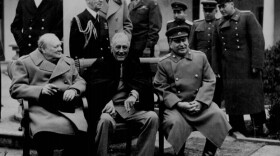 Conference of the Big Three at Yalta makes final plans for the defeat of Germany: Prime Minister Winston S. Churchill, President Franklin D. Roosevelt, and Premier Josef Stalin, February 1945.