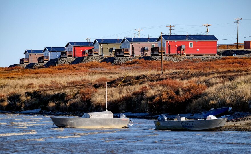 Some of Newtok's residents moved into 21 newly constructed homes in Mertarvik, Alaska, in October 2019.