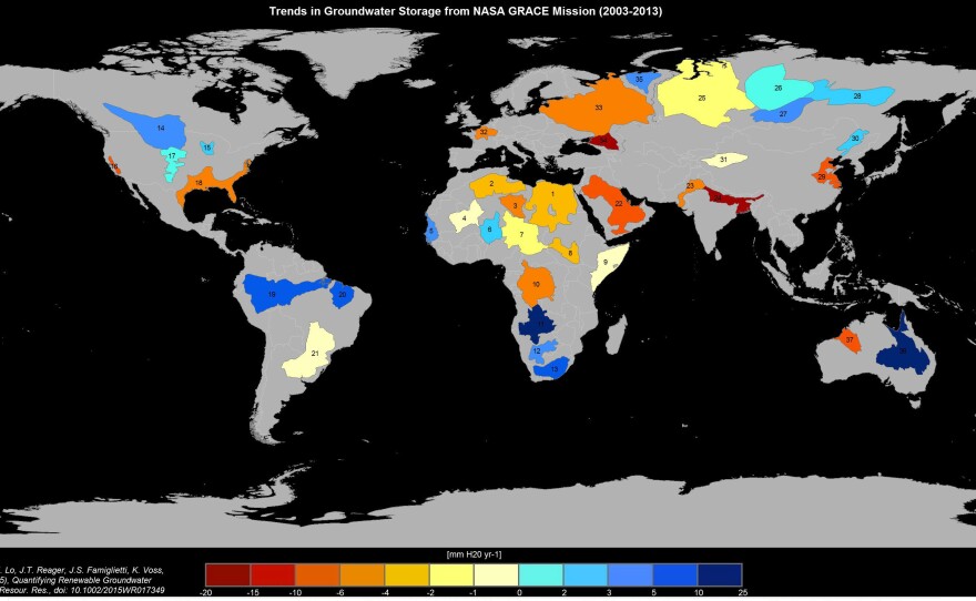 Roughly a third of the world's 37 largest aquifers are under stress, according to a new study.