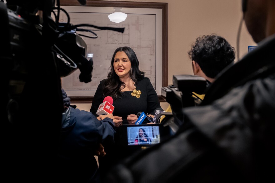 After the San Diego County Board of Supervisors elected Nora Vargas to serve as its chair, Vargas answered questions about her plans for the board over her coming term, San Diego, Jan. 10, 2023.