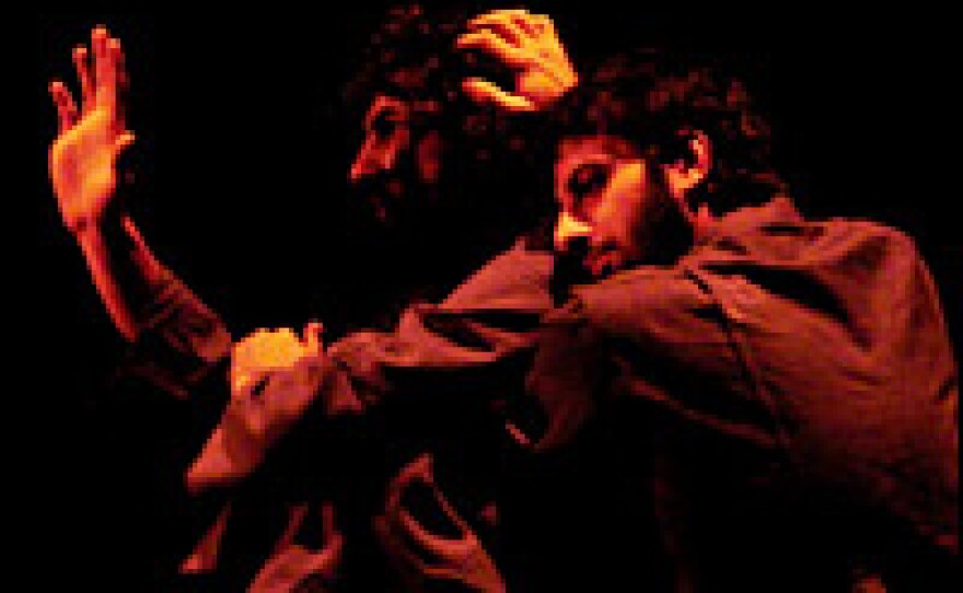 Iraqi dancer and choreographer Muhanad Rasheed (left) and Duraid Abbas perform "Crying of My Mother" — a work by Rasheed — in Damascus, Syria.