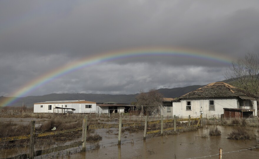 A storm dumped rain on Hollister, Calif., on Tuesday and Wednesday, but appeared to have blown through by Thursday.