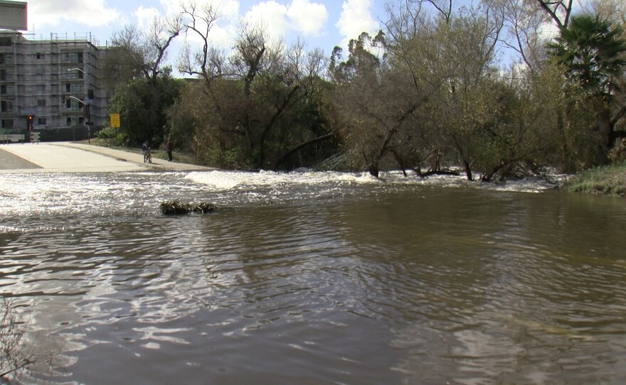 Roads flooded in Mission Valley. Jan. 29, 2021.