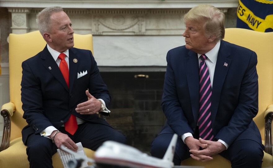 Trump meets with New Jersey Rep. Jeff Van Drew on Dec. 19, 2019, before he switched parties from Democrat to Republican.