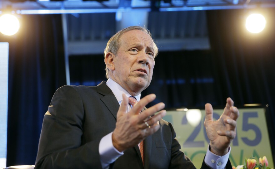 Former New York Gov. George Pataki speaks during the Iowa Agriculture Summit in March.