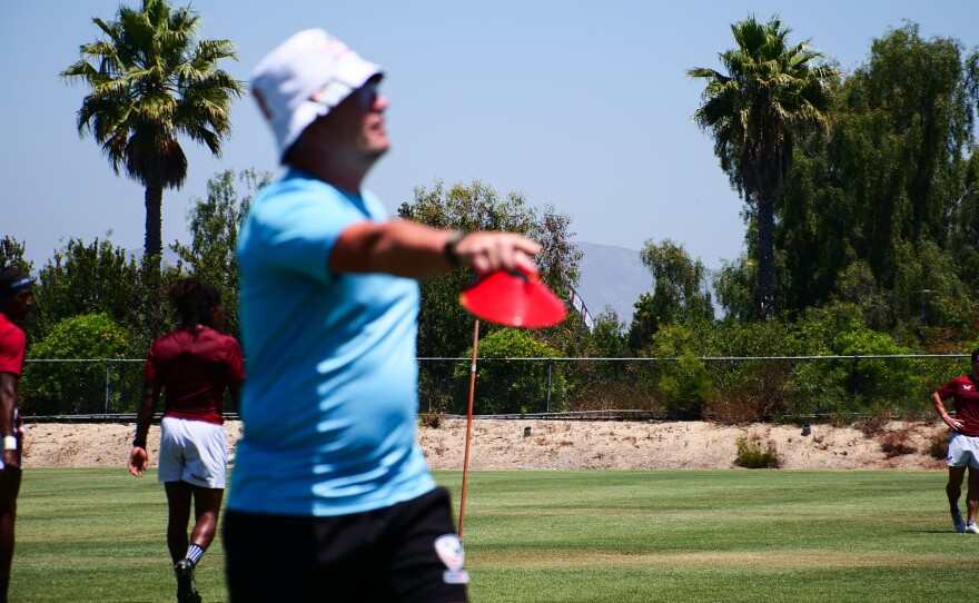 Mike Friday, head coach of the USA Men’s rugby sevens team, on July 1, 2024 in Chula Vista, Calif.