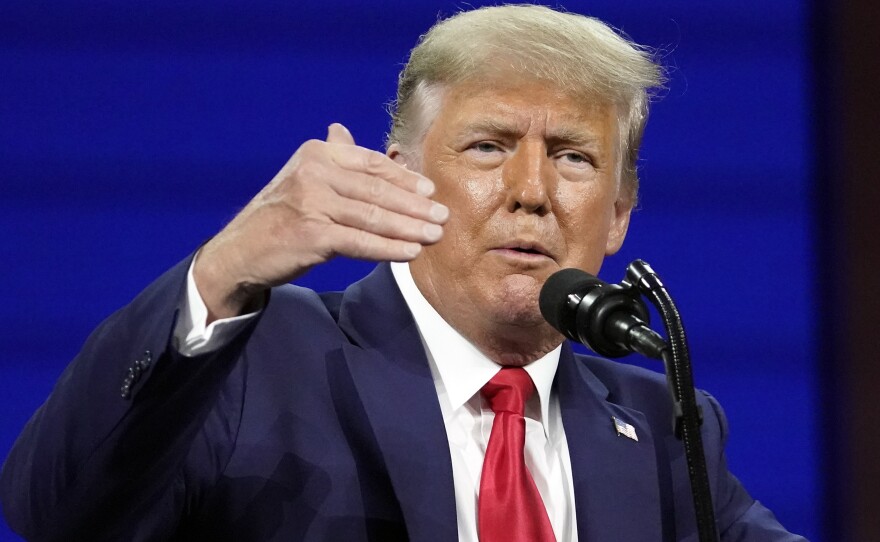Former President Donald Trump speaks at the Conservative Political Action Conference (CPAC) Sunday, Feb. 28, 2021, in Orlando, Fla.