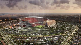 This undated artist rendering, provided by MANICA Architecture, shows a proposed $1.7 billion NFL stadium in the city of Carson that the San Diego Chargers and Oakland Raiders would share.
