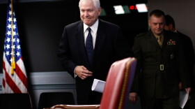 Secretary of Defense Robert M. Gates (L) and Vice Chairman, Joint Chiefs of Staff, Gen. James E. Cartwright (R) answer questions during a press briefing at the Pentagon about a change in strategy on missile defense planning that would scrap a plan proposed by former U.S. President George W. Bush and instead focus efforts on revising the system to counter possible threats posed by shorter range Iranian missiles. 