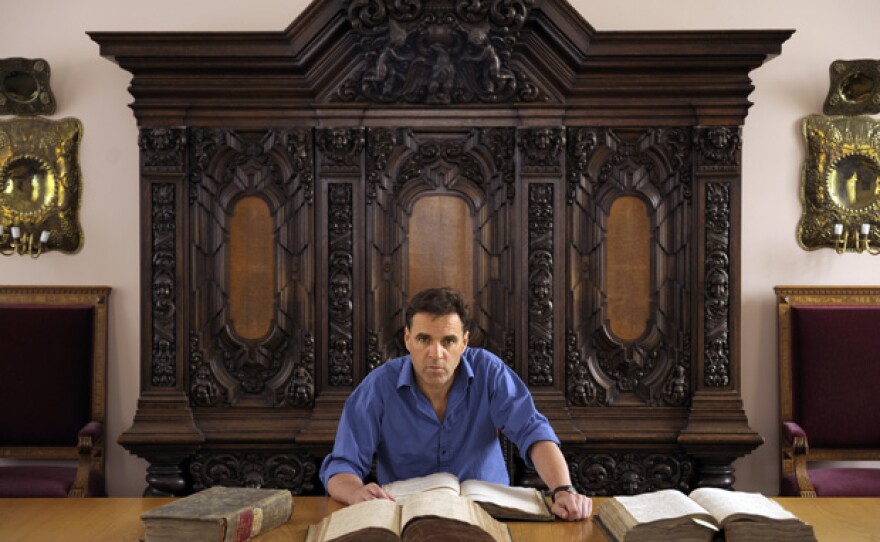 Niall Ferguson with the archives of Frederick the Great, 17th-century Prussian king.