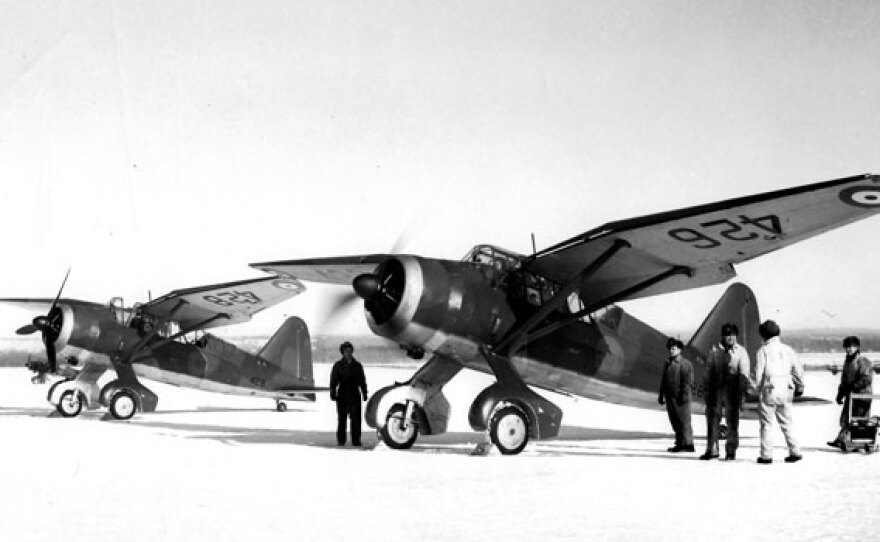 Two Lysanders in position for a World War II mission behind enemy lines.