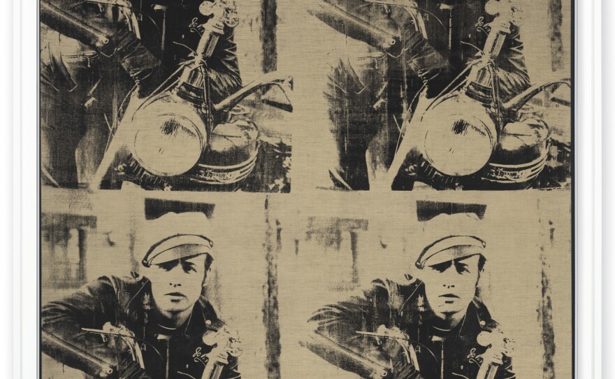 Warhol's Four Marlons is expected to sell for around $60 million — a German casino bought it (along with the Elvises above) for $185,000 in the 1970s.