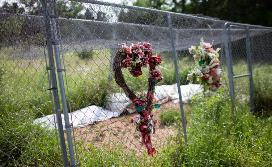In January, Spradley's team unearthed 16 bodies in a South Texas cemetery that the team believes to be migrants who died while crossing into the U.S. illegally. The remains are stored outdoors on the grounds of the lab until the team is ready to process them.<strong></strong>