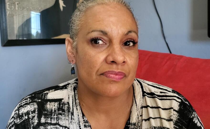 Shelly Sword sits in her City Heights apartment, Jan. 28, 2020.