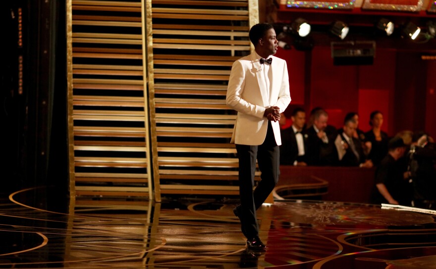Comedian Chris Rock hosting the Oscars on Sunday. Rock's razor-sharp monologue skewered sensibilities on all sides of the #OscarsSoWhite debate.