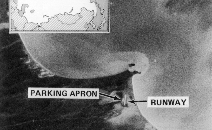 Some of the first images taken by CORONA captured Mys Shmidta airfield in Chukotka, Russia — an Arctic staging base for Soviet bomber flights.