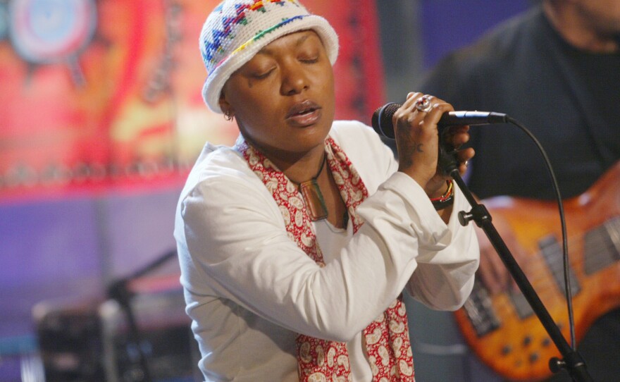 Musician Me'Shell Ndegeocello credits Lilith Fair with helping to significantly expand her audience. Here she is performing on <em>The Tonight Show with Jay Leno</em> in 2002.