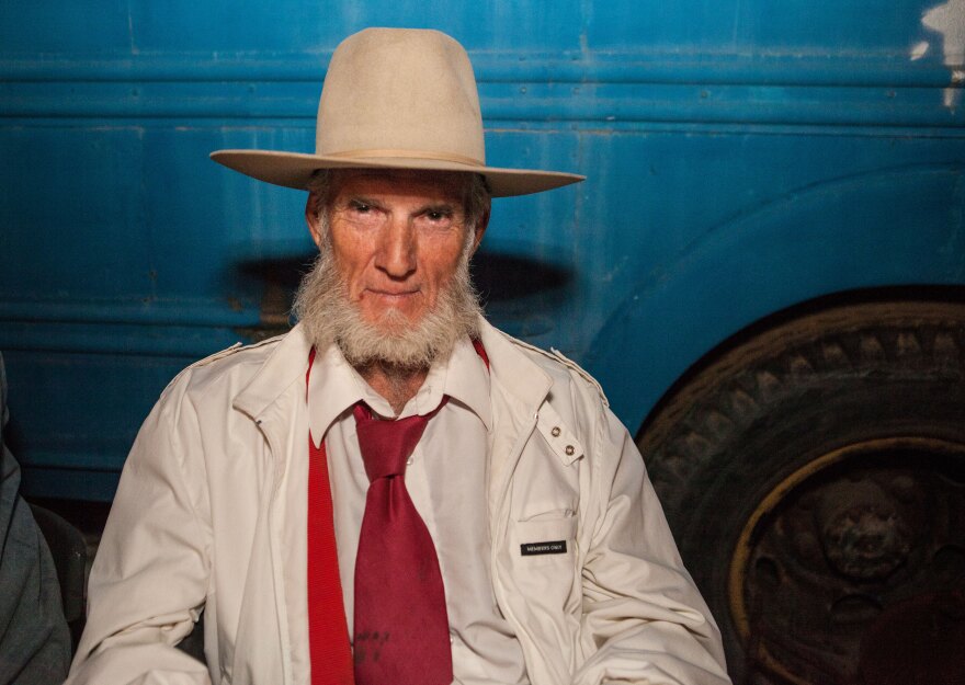 A Slab City resident dressed up for the annual prom, March 28, 2015. 
