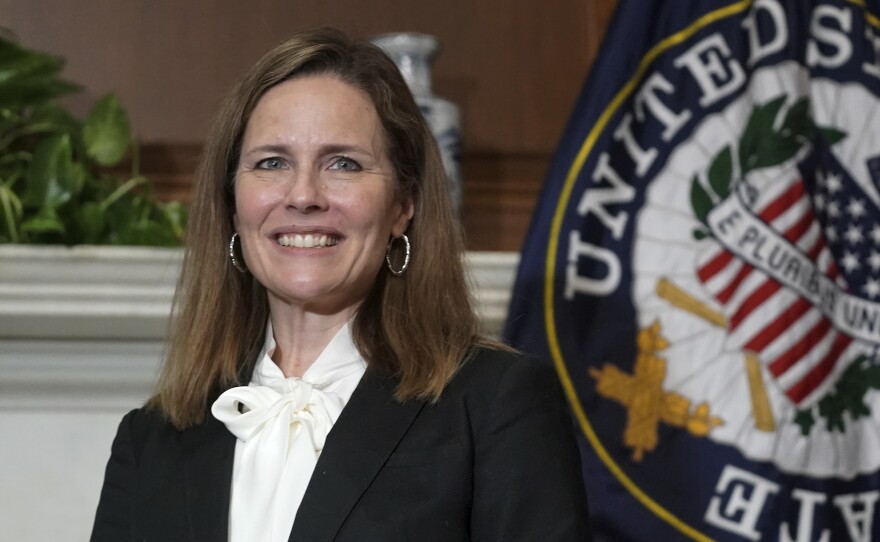 Judge Amy Coney Barrett, President Donald Trump's nominee for the U.S. Supreme Court, met with legislators on Capitol Hill on Oct. 1.
