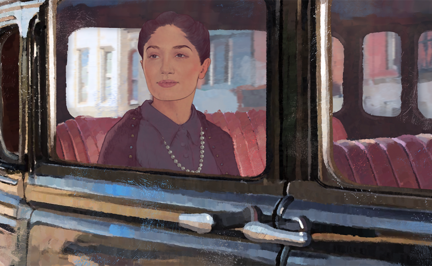 Aurora yra automobilyje Niujorke, vykstančiame į Grand Central