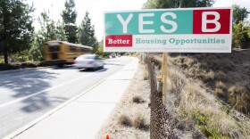 A sign urging a "Yes" vote on Measure B, Oct. 4, 2016.