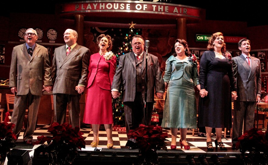 The cast of Cygnet Theatre's "A Christmas Carol," performed as a 1940s-era radio play.