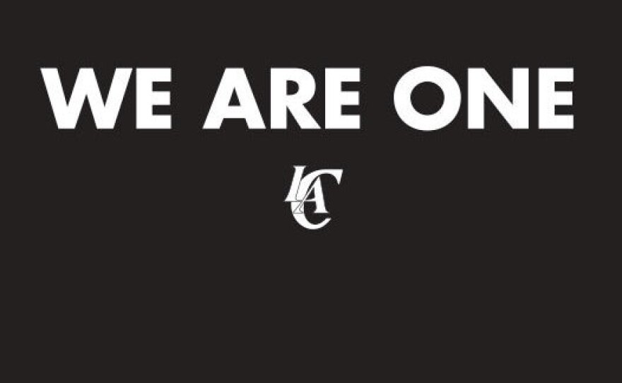 After the team's owner was banned for life, the Los Angeles Clippers said, "We wholeheartedly support and embrace the decision" by the NBA, in a statement issued today. It also replaced its website with this image.
