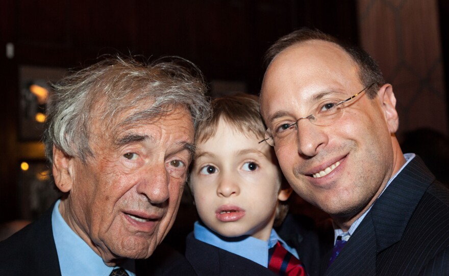 Elie Wiesel with son Elisha Wiesel and grandson Elijah Wiesel.