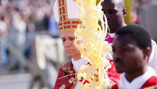 Pope Leo XIV presides over Palm Sunday Mass in St. Peter's Square at the Vatican, Sunday, March 29, 2026.