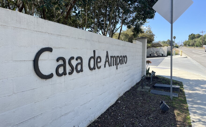 The entrance to Casa de Amparo's campus is shown in San Marcos, Calif., on March 5, 2026.