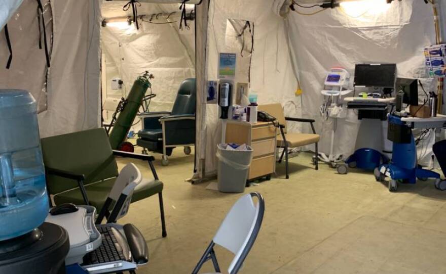 An emergency treatment area erected for COVID-19 patients at El Centro Regional Medical Center, Imperial County's largest hospital in this undated photo.