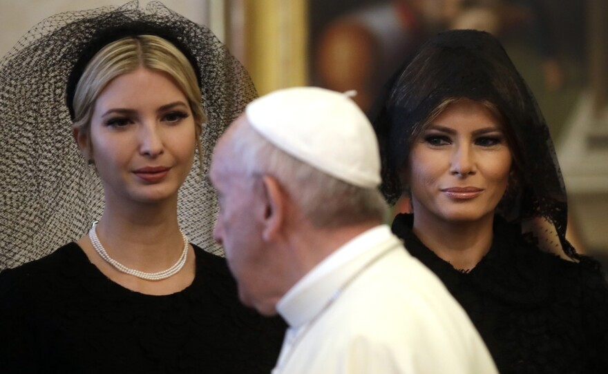 President Trump's daughter Ivanka and wife, Melania, both covered their hair when meeting with Pope Francis on Wednesday at the Vatican.