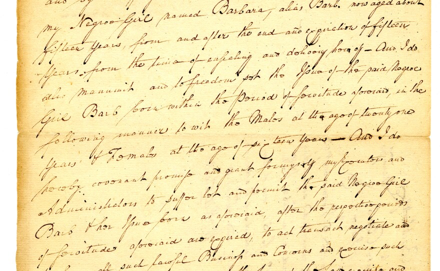 Maryland slaveowner George Burchhartt granted freedom to his slave in a letter from 1793.