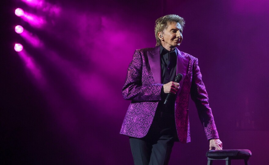 Barry Manilow looks on at his concert in Las Vegas on September 21.